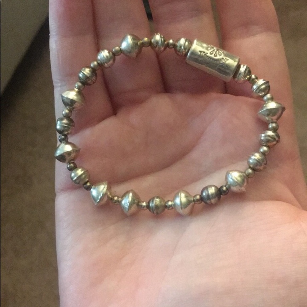 Sterling silver Navajo stretch bracelet